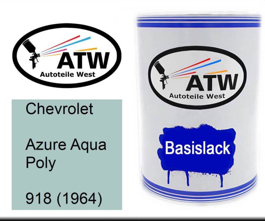 Chevrolet, Azure Aqua Poly, 918 (1964): 500ml Lackdose, von ATW Autoteile West.